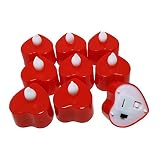 loguide電子ティーライトLEDハート形Flameless Candle forウェディングパーティー装飾24pcs レッド LO-H-01*1