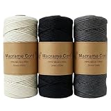 MARUHADO マクラメ糸 マクラメヤーン 3mm 3色セット 合計300m 紐 マクラメロープ コットン 編み物 手芸 ハンドメイド グレー系