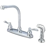 Kingston Brass KB8751NFLSP Nuwave French 8-Inch High Arch Kitchen Faucet with Sprayer, 6-7/8-Inch, P