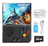 Miyoo mini plusポータブルレトロハンドヘルドゲームコンソール 64GB Linuxシステム搭載3.5インチIPSスクリーン 3000mAhバッテリー 日本語対応 透明黑 64GB[linux]