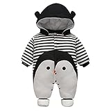 ベビー服 ロンパース カバーオール フード付き 新生児 男の子 女の子 長袖 秋冬 6ヶ月-9ヶ月 防寒着 Meedot