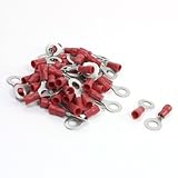 uxcell プレ絶縁ターミナル　プレ絶縁端子　AWG 22-16　レッド　RV1.25-6　リングタングタイプ　50個入り