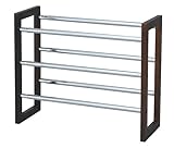 永井興産 伸縮式シューズキーパー3段 ブラウン 幅55.5cm~93.5cm