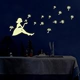 Amaonm?Removable DIY Glow in the Dark Luminous Light Beautiful Girl and Dandelion Wall Decals Sticke
