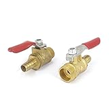 uxcell　ガスボールバルブ　コネクタ　レッドレバーハンドル　3/8BSPおネジ　8mm内径　 2個入り