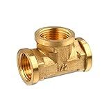 Blesiya 配管用部品　高品質　耐久性　1/2インチ　3ウェイ　蛇口　水　燃料　ガスパイプライン　多場合適用　厚い壁　T型　真鍮製継手パイプ　低温抵抗　操作簡単　44×36×20mm