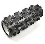 リタプロショップⓇ ヨガポール 長さ30×直径12cm フォームローラー フェイスローラー ストレッチローラー でこぼこ 凸凹 (ブラック)