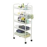 ARTALL5段キャビネット バスルームワゴンカート キャスター付くキッチン収納ラック スーペスセービング ホワイト