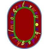 Joy Carpets Kid Essentials Early Childhood Round AlphaScript Rug Red 7'7 [並行輸入品]