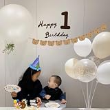 1歳 誕生日 クマさん フェルト ガーランドセット 数字＆白の風船2個付き 壁掛けデコレーション パーティー 飾り付け お誕生日 風船 (1歳)