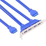 NFHK 内蔵4ポートUSB 3.0メスマウントパネルからマザーボードへの20ピンバッフルケーブル PCIブラケット付き 50cm