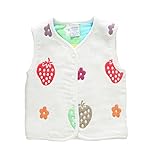 Petit Bella 両面着える 6重ガーゼベスト 新生児 キッズ 子供 スリーパー オールシーズン 年中使える 0-4歳 (80cm, イチゴ柄)