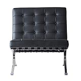 西秀家具店 バルセロナ ソファー YS-2012-1 (床保護脚カバー付き) ブラック 合成皮革 チェアー ソファ BARCELONA Chair 北欧 モダン デザイナーズ 1人用 激安 特価 % オフ