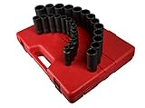 Sunex 2827 1/2-Inch Drive 12-Point Metric Deep Impact Socket Set, 26-Piece [並行輸入品]