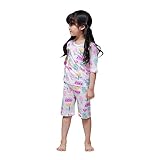 MINI-K キッズ7分袖パジャマセット コットン100% ジャガード 14種 (120, Pink Fruits) [並行輸入品]