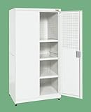 保管システム収納庫 鍵付き パンチングパネル付き 幅900×奥行640×高さ1800mm 耐荷重250kg/段 SKE-PNH9063PW