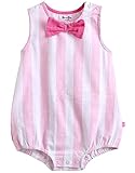 [Vaenait Baby]100%綿ベビー服ロンパースつなぎ肌着カバーオールフード付きBobo Ribbon Pink S