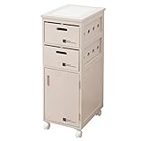 山善(YAMAZEN) 扉付きキッチンストッカー キャスター付き 幅30 ホワイトウォッシュ SYST-8530(WW)