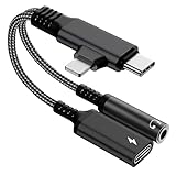 Topamz Type C/Phone to 3.5mm イヤホン 変換アダプター 4in1 【Phone 16 シリーズ 対応】 タイプc イヤホン 変換ケーブル 音楽聞きながら充電でき DAC搭載 PD急速充電 Phone イヤホンジャックアダプター 通話/音量調節/音楽対応 最新i-OS18対応 Phone/iPad/Android/Type Cなど機器に適用