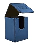 80 Card Flip Deck Case Leather, Dark Blue [並行輸入品]