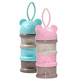 Lovoski 2個　ベビー　3層　非流出　離乳食保存　ミルク/スナック　コンテナ　携帯ケース