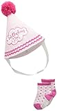 Little Meベビー女の子誕生日Hat and Bootie Set US サイズ: 6-12 months カラー: ピンク