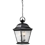 9804BK Mount Vernon 4-Light 26-Inch Outdoor Hanging Lantern, Black Finish with Clear Seedy Glass by 