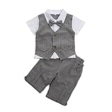 giminuo男の子スーツ 子供 フォーマル 男の子 半袖 ベスト風 ベビー キッズ 子供服 男の子 お宮参り 結婚式 七五三 入園式 卒園式 (100, グレー)