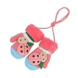 AMAA 子供　グローブ　ニット　ベビー　手袋　紐付き　厚手 裏地フリース　ビートル　テントウムシ　女の子　男の子　カラフル　冬　防寒　保温 6月-4歳