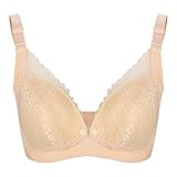 レースマタニティ看護ブラジャー妊娠中の女性の服のためのフロントボタンクリップダウン授乳ブラジャー(85B-スキン)