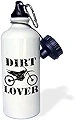 3drose Danger Sign Illustration with a Stickman Getting Air on aダートバイクスポーツウォーターボトル、21オンス、ホワイト