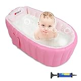 (Newox) ベビーバス エアーバス おふろ用品 Baby bath 入浴 ふかふか 空気入れ付き (ピンク)