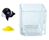 花市場直送便 ミニチュアガラス クジラ ブラック & カラーサンド イエロー & 植え込み用グラス ニューブロックS