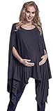 ハッピーママ。女性非対称トップLoose Longポンチョ半分袖マタニティ。920p カラー: ブラック