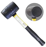 11 Inch, 16 Ounce Rubber Double Headed Mallet With Fiberglass Handle and Rubber Grip by ToolUSA