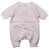 《春秋冬対応》 LoveLoveKids(ラブラブキッズ) ガーゼ裏毛ゾウ星Ptボーダー使いモンキーオール 60cm /ピンク NO.KK-31-1420