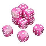 uxcell 多面体ダイス 10個セット 16mm アクリル製 6面ダイス ブレンドカラー カードゲーム ボードゲーム用 ローズレッド/ホワイト 白ドット