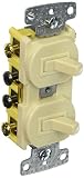 Hubbell Wiring Systems RC303I tradeSELECT Three Way Combination Two Toggle Switch with Self-Groundin