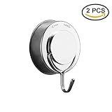 ShineMeプレミアムABSメッキ真空吸盤フックを付かないスムーズな壁のフックシャワーキッチンウィンドウバスルームフックバッグコートタオルキャップホルダー 2pcs D1601200606G0-1