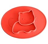 Kuke 安全シリコン素材　かわいい猫の形　お食事マット　子供用　水洗い　赤ちゃん　洗える　ランチョンマット　食器　吸盤付き