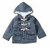 AMIGOYO キッズ ベビー服 コート 女の子 男の子 厚手 防寒 秋冬 フード付き 裏起毛 長袖 ジャケット ダッフルコート 可愛い