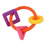 赤ちゃんのおしゃぶりおもちゃBPAフリーソフトフードグレードのシリコーンテザーブレスレットおしゃぶり幾何学的形状の新生児赤ちゃんのためのリングを噛む(オレンジ)