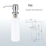 Togu t02ソリッド真鍮シンクソープディスペンサー – 大容量17oz PEボトル、ソープディスペンサーキッチン/バスルーム用簡単詰め替え可能上からカウンタ、ポリッシュクローム仕上げ TOGU F