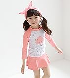 （ヨモギ虎）AIHOO 女の子 ビキニ キッズ水着 子供用 3点セット スカート 付き 花柄 帽子付き サイズ 120
