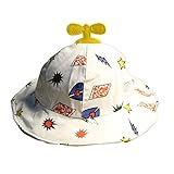 【SEBLES】ベビー 赤ちゃん 帽子 ハット 紐付き プロペラ 日差しUV 50cm 1歳 2歳 プリント 可愛い ユニセックス 男の子 女の子(イエロー)