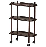 キッチンワゴン キャスター付き 木製 モダン スリム 3段 ブラウン 50cm幅