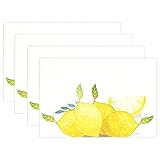 thunanaプレースマット、レモンディナーマット、耐熱、crinkle-proofプレースマット set of 6