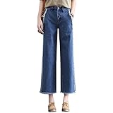 デニム　ガウチョパンツ　ワイドパンツ　レディース　ジーンズ　9分丈　ゆったり　ハイウエスト　フリンジ　着痩せ　切りっぱなし (27)