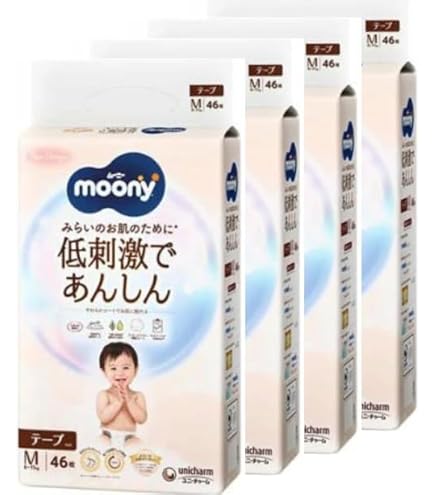 Amazon.co.jp: [4袋セット] ナチュラルムーニー M テープ 46枚入り