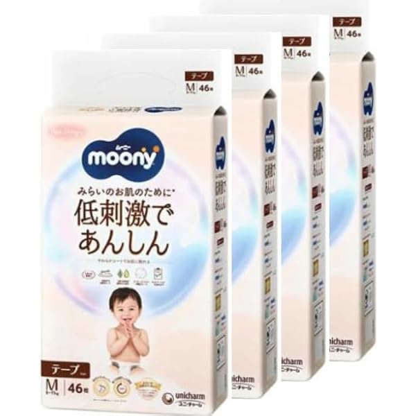 Amazon.co.jp: [4袋セット] ナチュラルムーニー M テープ 46枚入り